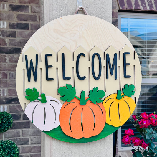Welcome Pumpkins Door Hanger